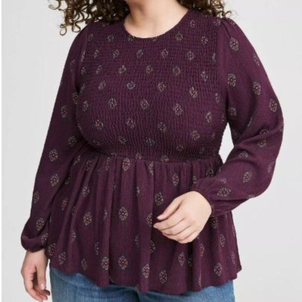 NWT Torrid Peplum Crinkle Gauze Smocked Top